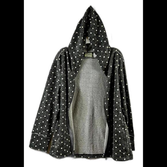 ONQUE SPORT Full Zip Hoodie Charcoal Gray with White Polka Dot XL - Picture 6 of 6